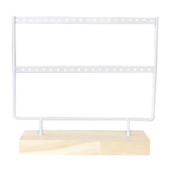 Sieraden display twee rijen voor oorbellen met houten voet