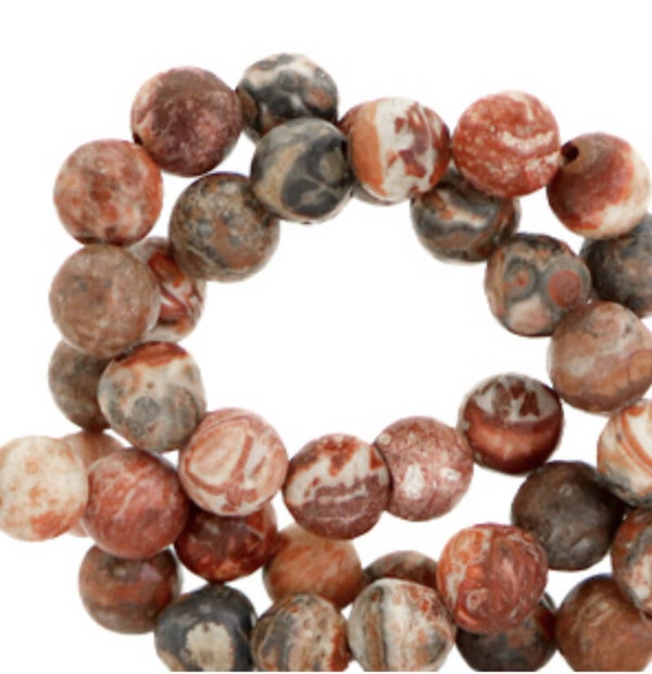 4mm natuursteen kralen peachy red mat