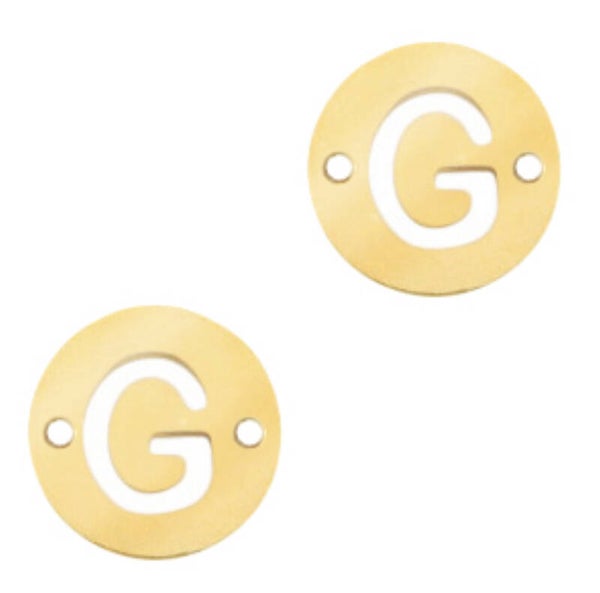 Stainless steel initial coin 10mm G goud
