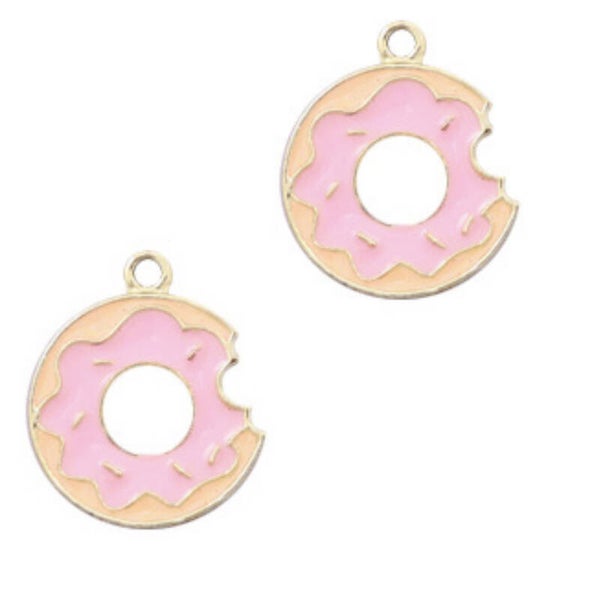 Donut bedel / hanger roze/ goud.