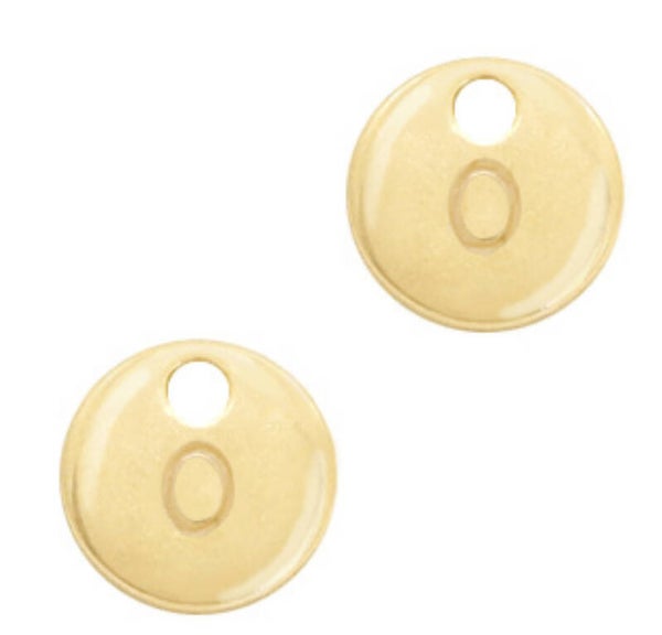 Metaal bedel initial O goud  (nikkelvrij)
