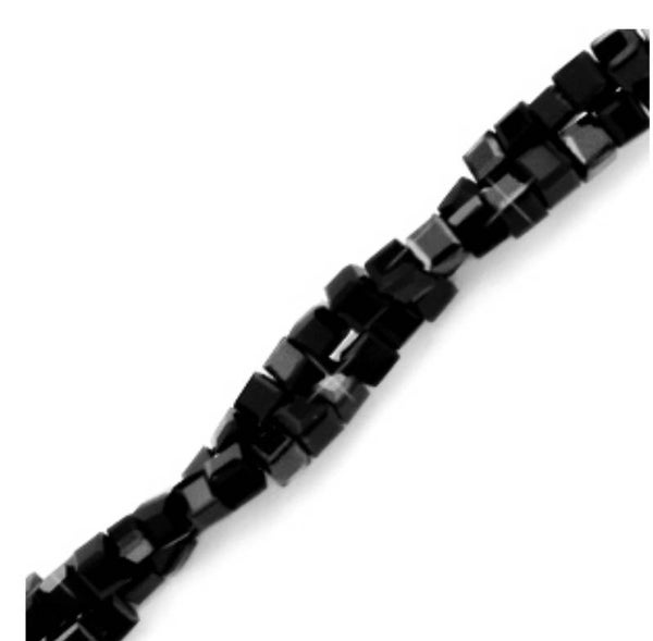 Facet kralen top quality cube black 2x2mm 90 stuks 
