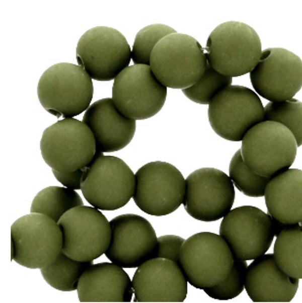 6mm Acryl kralen matt Dusty olive green 