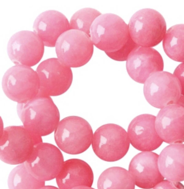 Natuursteen kraal Jade hot pink 6mm