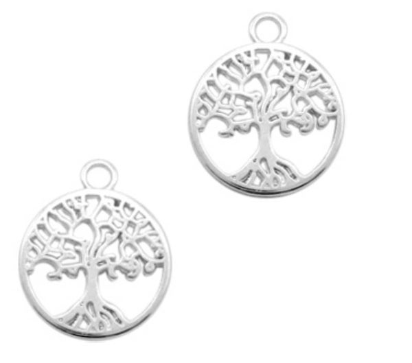 DQ metaal bedel boom zilver