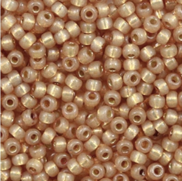 Miyuki 8/0 Duracoat Silverlined dyed Topaz gold. 8-4243