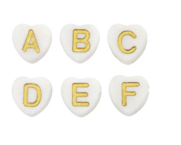 Letterkralen acryl heart white - Gold
