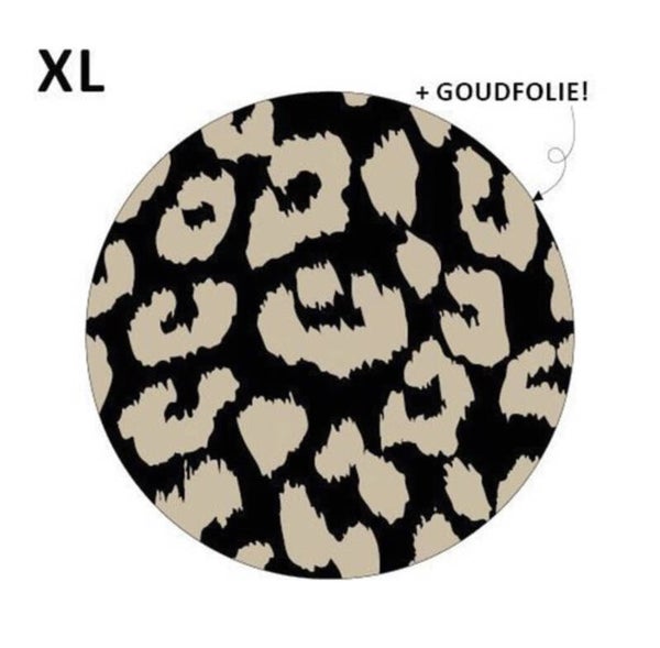 Sticker cheeta zwart / goud xl 65mm