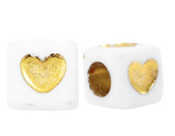 Acryl letterkralen heart white-gold