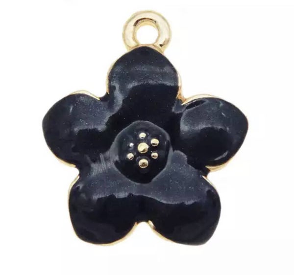 Bedel flower emaille Gold - black