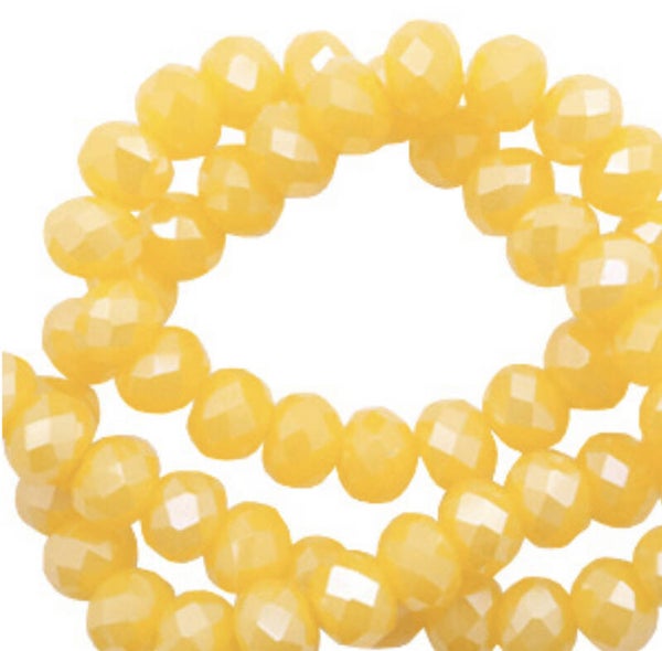 Facet kralen 4x3mm freesia yellow pearl shine coating
