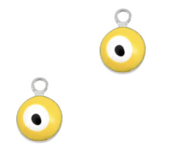 Bedel boze oog zilver / geel. 6mm. 