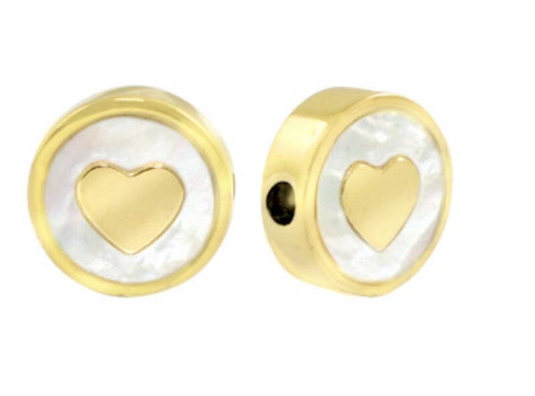 Stainless steel kraal Schelp met hart Goud