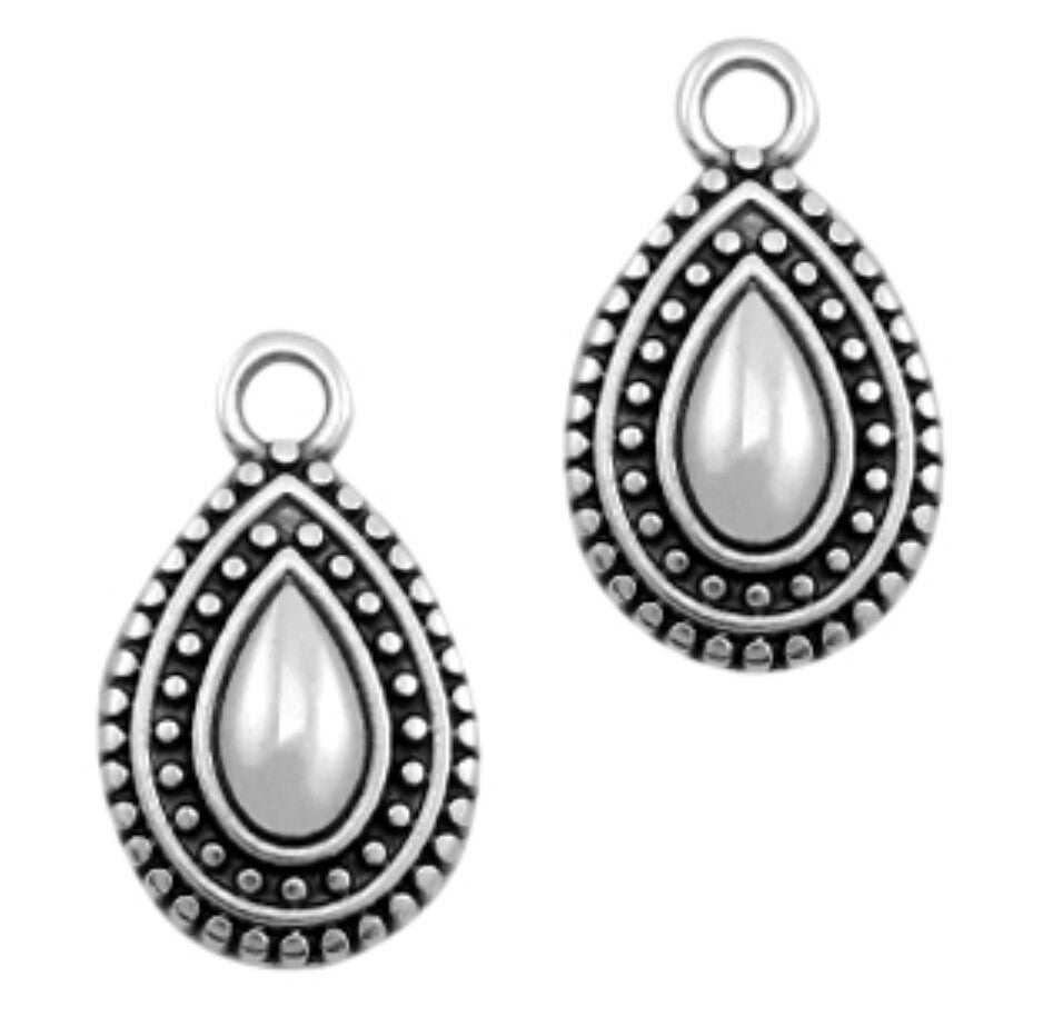 DQ bedel druppelvorm 10x16mm antiek zilver