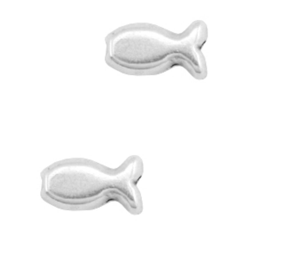 DQ metaal kraal vis. Zilver 9x5mm