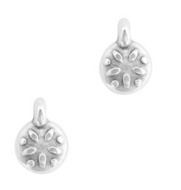 DQ metaal bedel / hanger bloem zilver