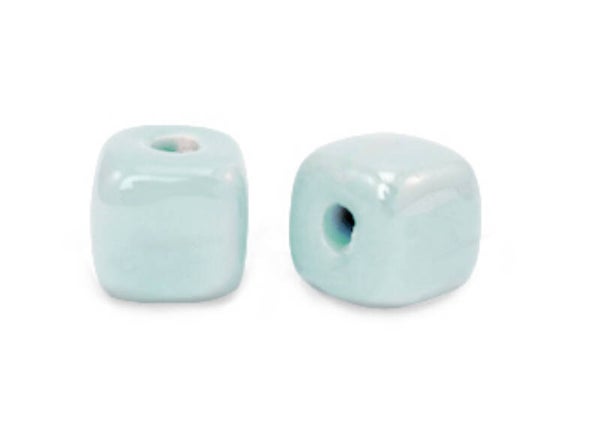 DQ keramiek kralen Cube 8mm Seaside Blue