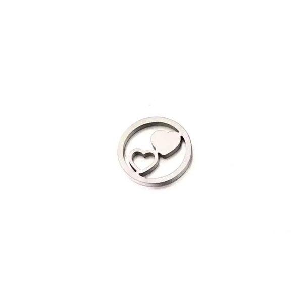 Stainless steel tussenstuk hearts Zilver