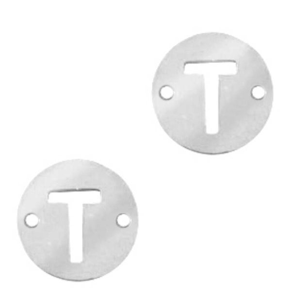 Stainless steel initial coin 10mm T zilver