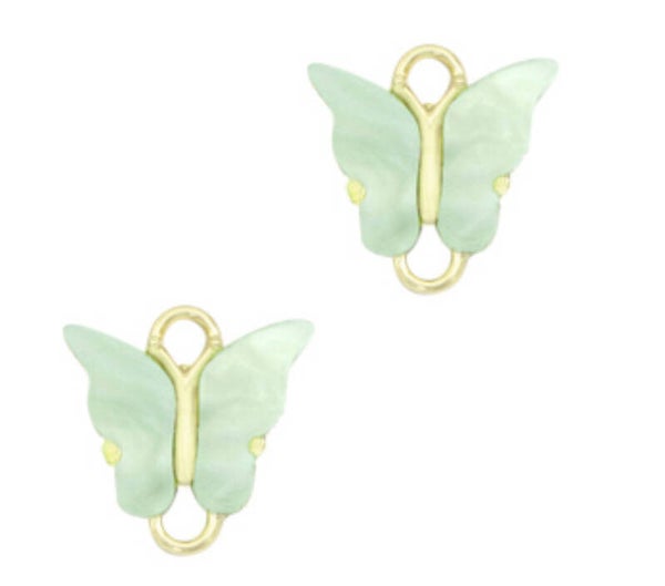 Vlinder tussenstuk resin butterfly Gold - light green