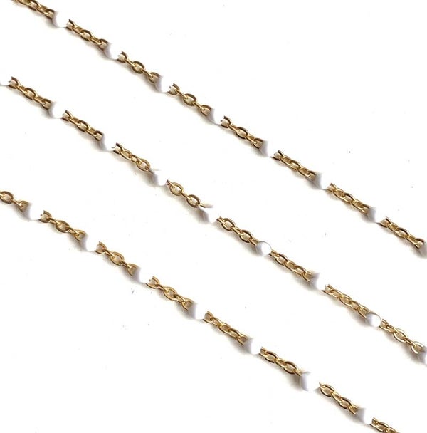 Stainless steel jasseron color dots White - Gold