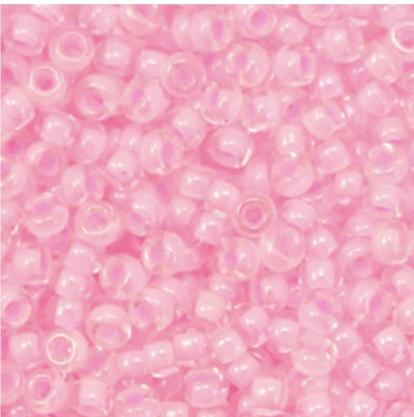 Miyuki 8/0 rocailles 3mm pink lined crystal 8-207