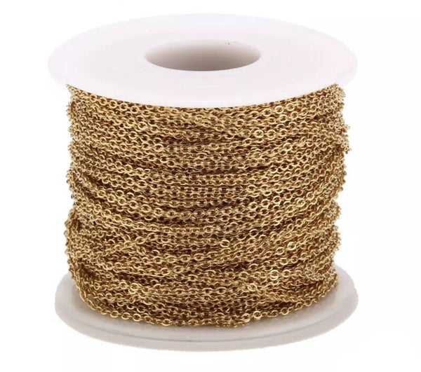 Stainless steel jasseron 1,5mm Goud  10 meter op rol