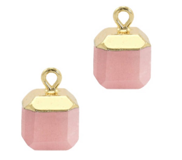 Natuursteen Hanger Square Blossom pink - Gold