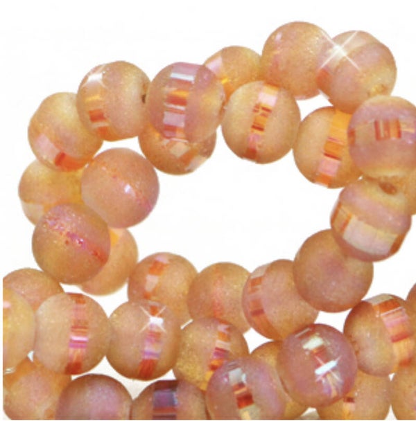 Glaskralen mat holographic ginger line peach