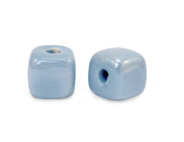 DQ keramiek kralen Cube Dust Blue 8mm