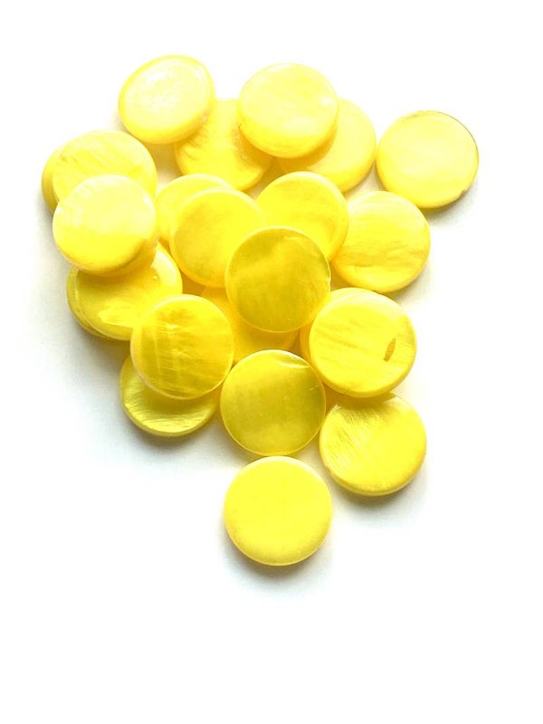 Schelp disc plat  20mm. Bright yellow