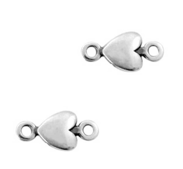 Metaal bedels DQ tussenstuk hart  zilver (nikkelvrij)