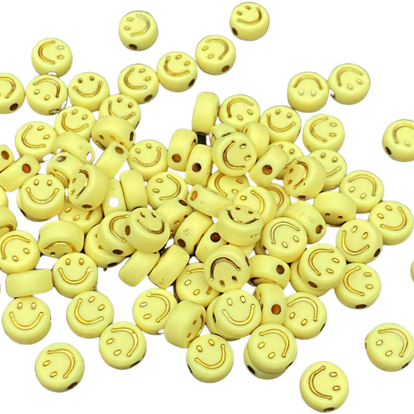 Smiley acryl letterkraal yellow 7mm