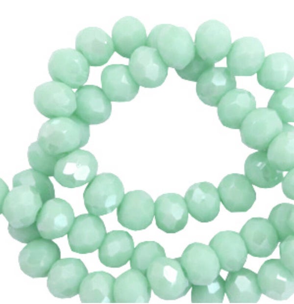 Facet kralen 4x3mm bleached aqua green