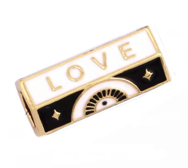 Message beads Love black / white Gold