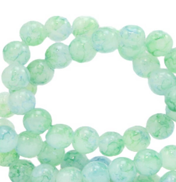 Glaskralen gemêleerd Bleached aqua blue
