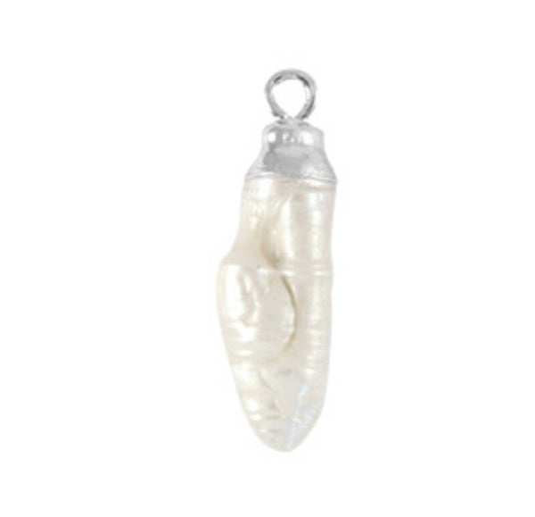 Zoetwater parel bedel tooth silver natural white