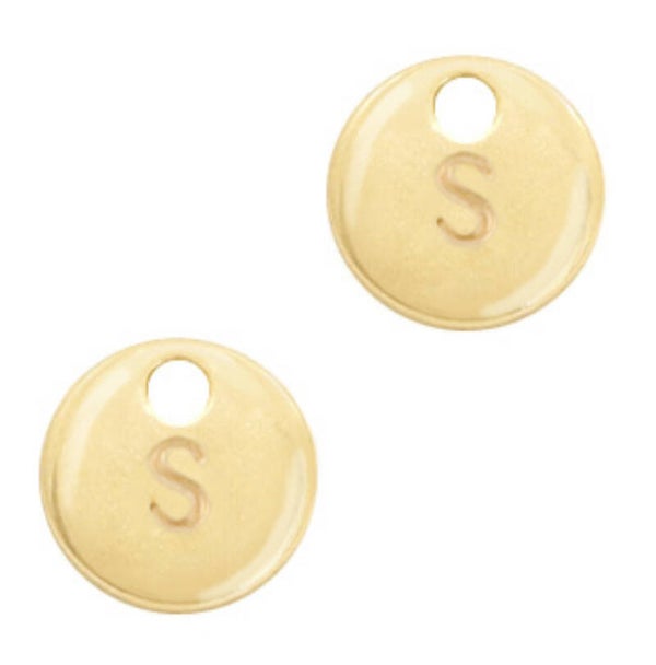 Metaal bedel initial S goud  (nikkelvrij)