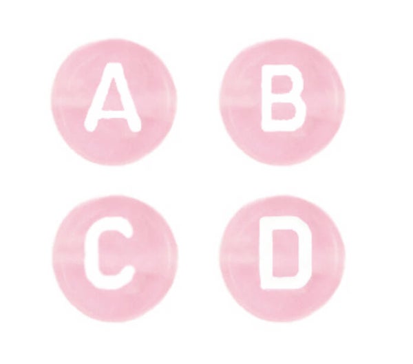 letterkralen mix Blossom pink transparant 50 stuks