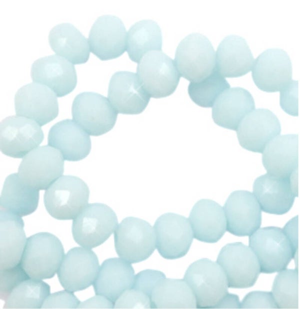 Facet kralen 6x4mm bleached aqua blue - high shine coating