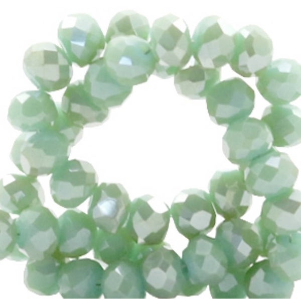 Facet kralen disc 6x4mm green ash top shine coating 