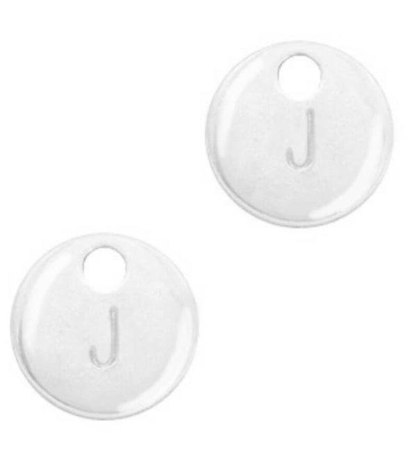 Metaal bedel initial J zilver (nikkelvrij)