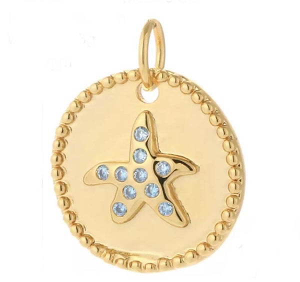 Zirkonia bedel starfish coin Goud 14mm