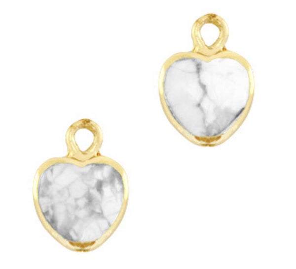 Natuursteen hanger hart Marble white - Gold