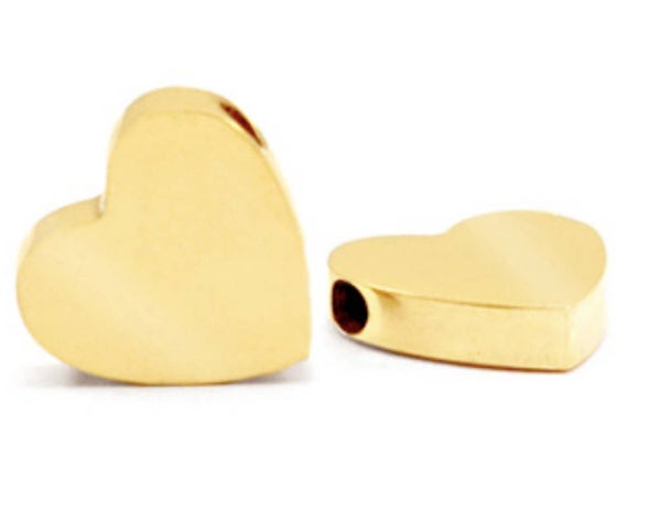 Stainless steel kralen hart Goud