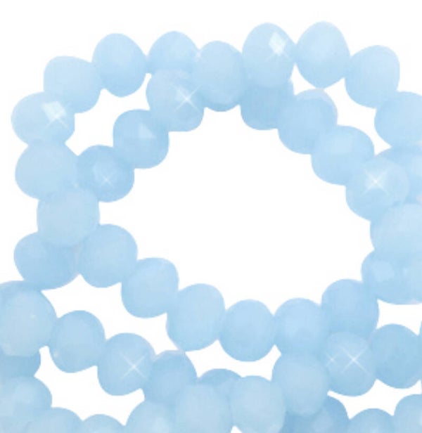 Facet kralen 4x3mm light syan blue - pearl shine coating