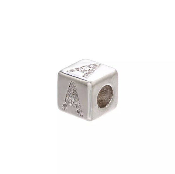 Zirkonia letter vierkant alfabet Zilver