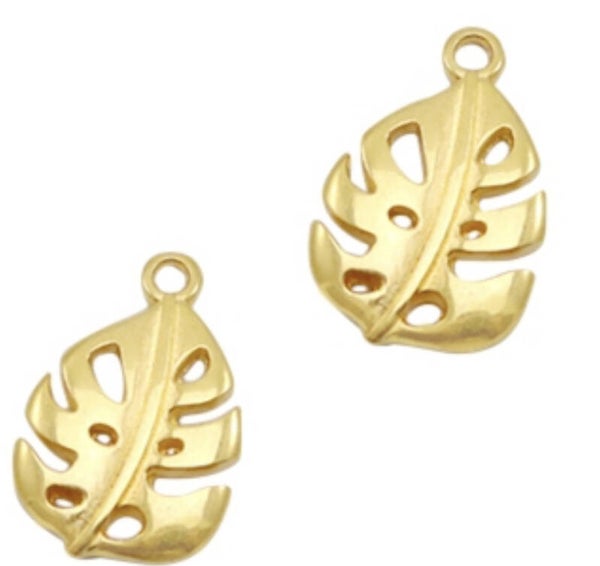 Metaal bedels DQ blad Goud (nikkelvrij)