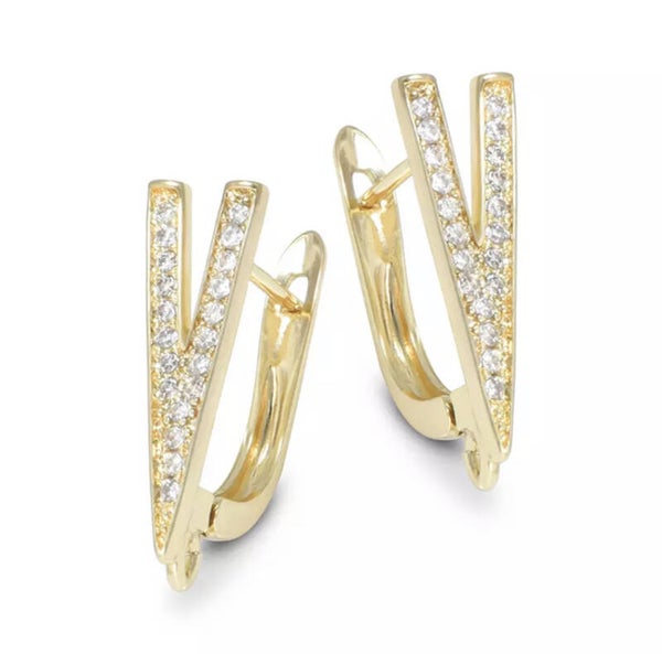 Zirkonia oorbellen V met oogje