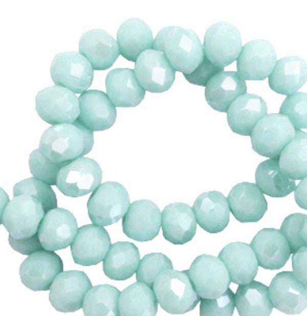 Facet kralen 6x4mm Light aqua blue
